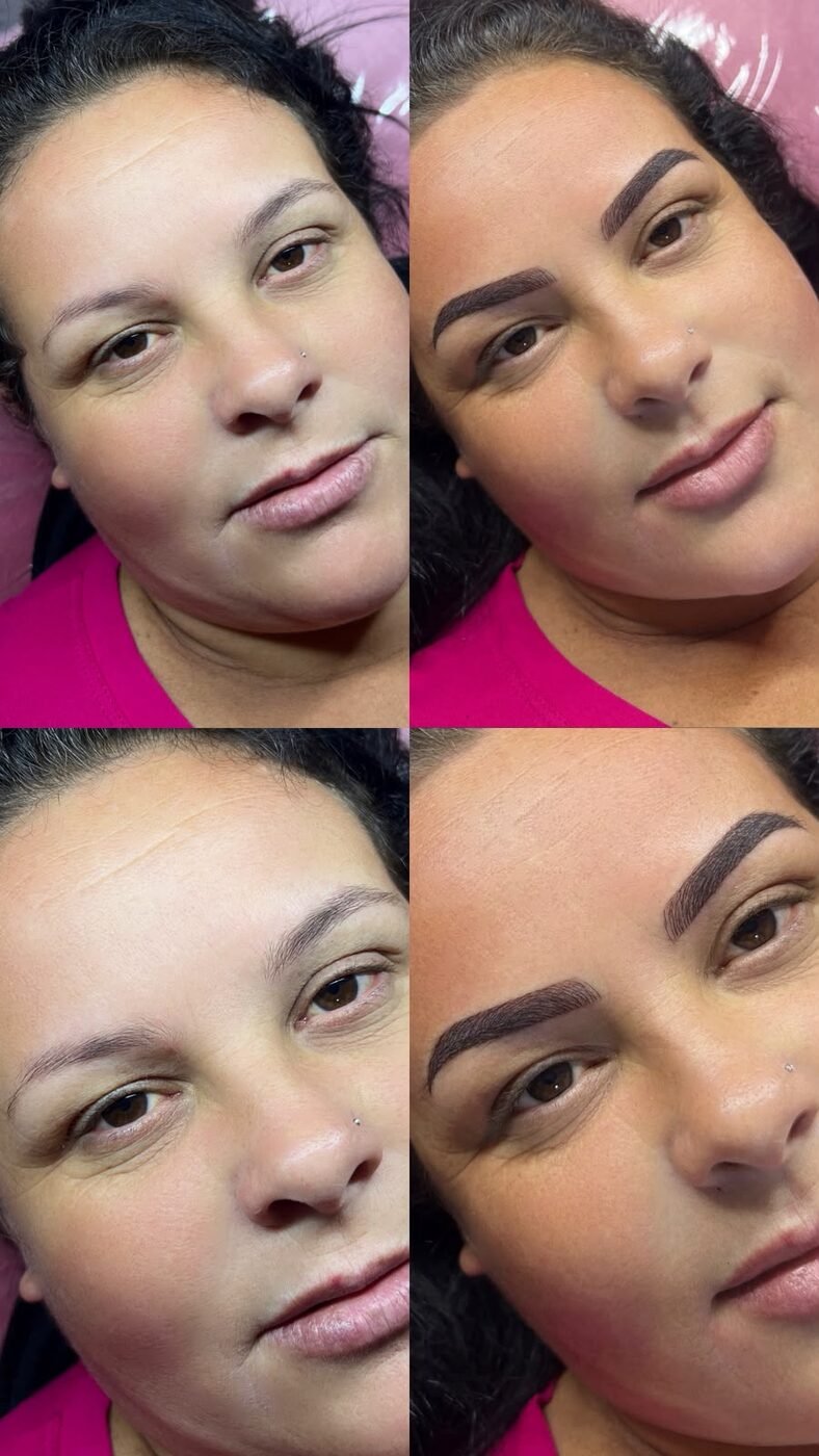 Antes e depois de micropigmentação de sobrancelha em Curitiba