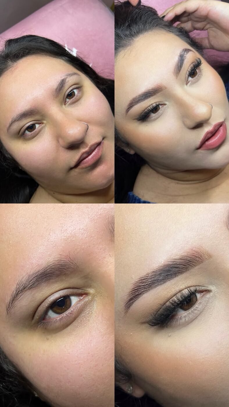 Antes e depois de design de sobrancelha