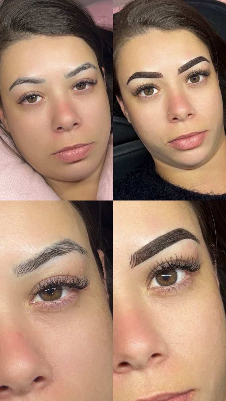 Antes e depois de micropigmentação fio a fio em Curitiba
